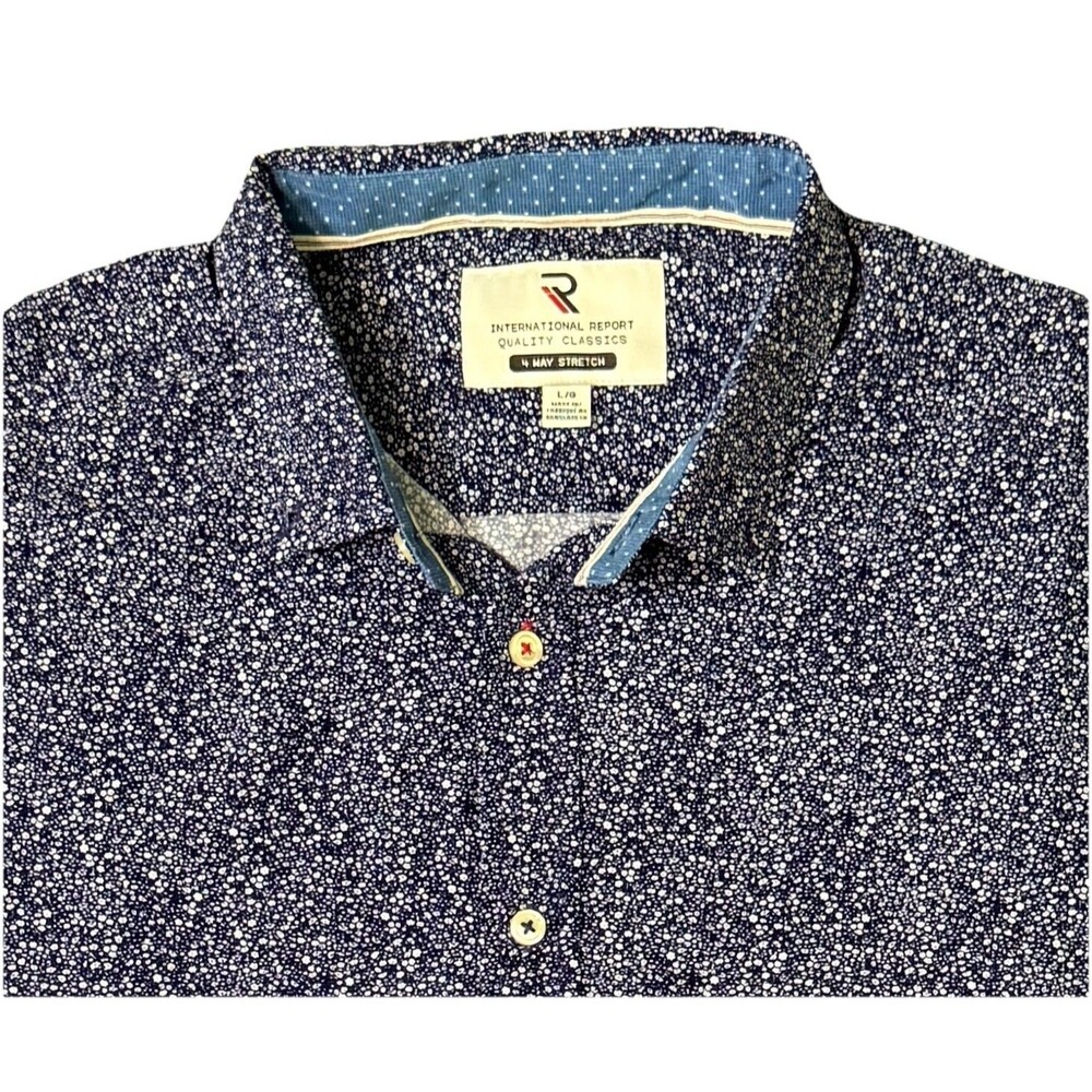 International Report Men’s Golf Polo Shirt AOP Flower Pattern 4 Way Stretch Sz L